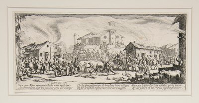Les grandes misères de la guerre: No. 7 - Saccheggio e incendio d da Jacques Callot