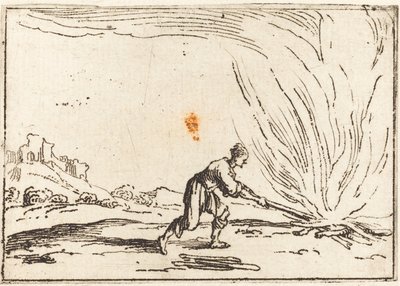 Uomo che assiste a un incendio da Jacques Callot