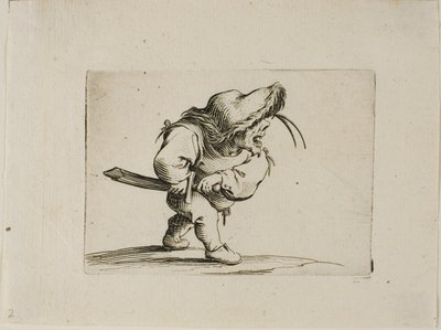 Uomo che si prepara a sguainare la spada, da Varie Figure Gobbi da Jacques Callot