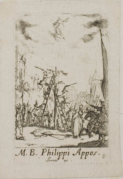 Martirio di San Filippo, ottava tavola da I martiri degli Apostoli da Jacques Callot