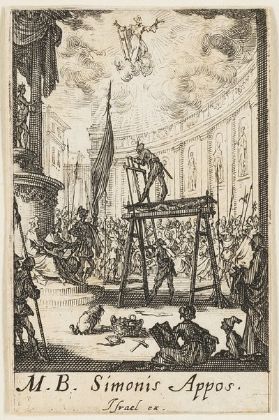 Martirio di San Simone, tavola dieci da I martiri degli Apostoli da Jacques Callot