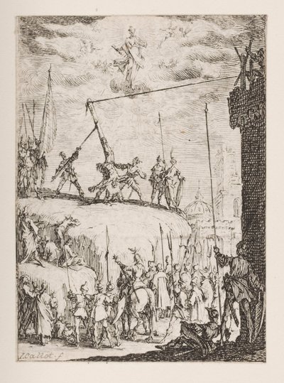 Martirio di San Pietro, n. 4 da Il Martirio degli Apostoli da Jacques Callot