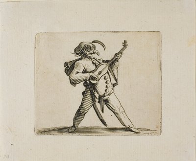 Comico Mascherato che Suona la Chitarra, da Varie Figure Gobbi da Jacques Callot