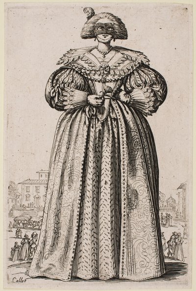 Dama mascherata, dalla serie “La Nobiltà di Lorena” da Jacques Callot