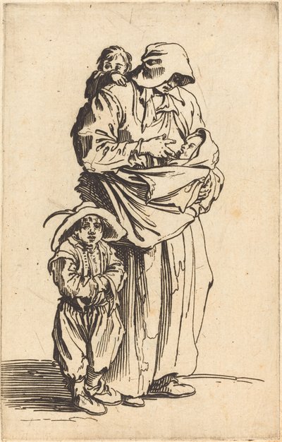 Madre e tre bambini, c. 1622 da Jacques Callot