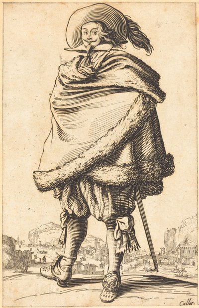 Nobile uomo avvolto in un mantello bordato di pelliccia da Jacques Callot