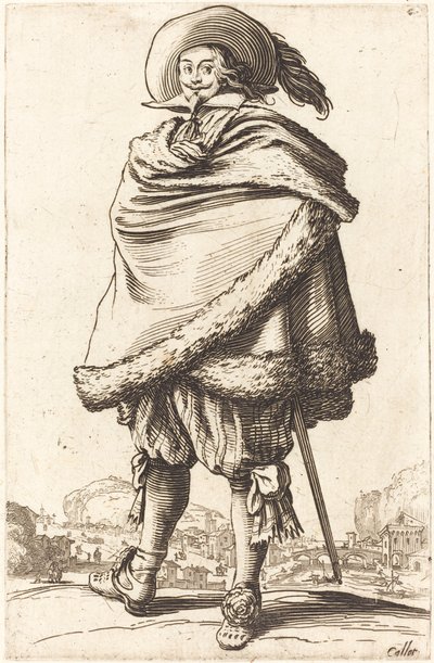 Nobile avvolto in un mantello bordato di pelliccia da Jacques Callot