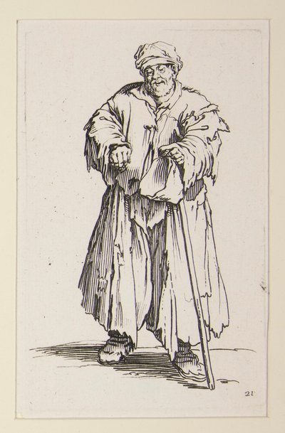 Uomo obeso con occhi abbassati, dai Mendicanti da Jacques Callot