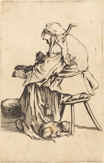 Vecchia con gatti da Jacques Callot