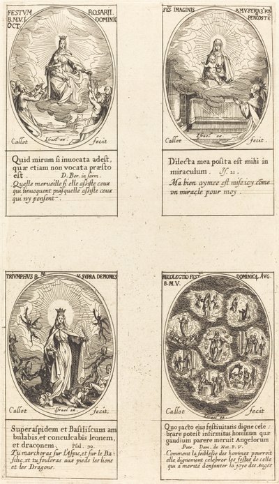 Nostra Signora del Rosario; Vergine e Bambino che Appaiono in una Nuvola; Vergine Trionfante; Reu da Jacques Callot