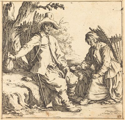 Coppia di contadini a riposo, c. 1621 da Jacques Callot