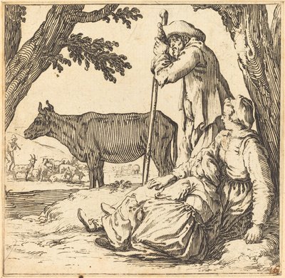 Coppia di Contadini con Mucca da Jacques Callot