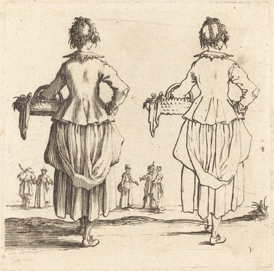 Contadina con cesto, vista da dietro da Jacques Callot