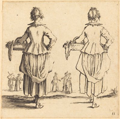 Contadina con cesto, vista da dietro da Jacques Callot