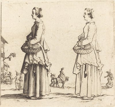 Contadina con cesto, di profilo, rivolta a sinistra da Jacques Callot