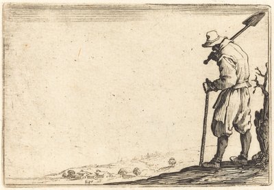 Contadino con pala sulla spalla da Jacques Callot