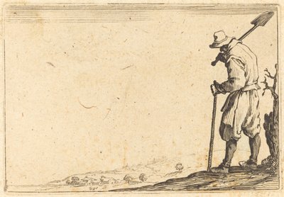 Contadino con pala sulla spalla da Jacques Callot
