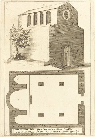 Piano ed Elevazione della Chiesa vicino alla Casa di Anna da Jacques Callot