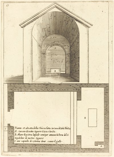 Piano ed Elevazione della Chiesa vicino alla Casa di Caifa da Jacques Callot