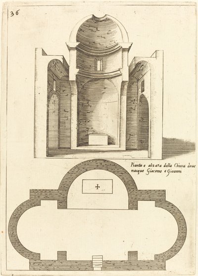 Piano ed Elevazione della Chiesa dei Santi Giacomo e Giovanni da Jacques Callot