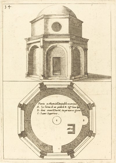 Piano ed elevazione della Chiesa dell