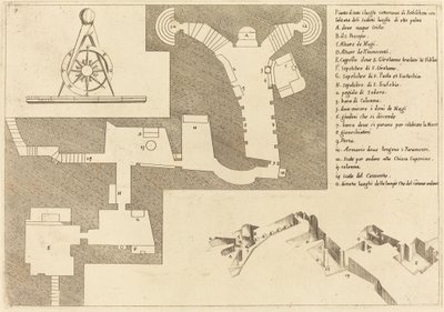 Piano di tutti i luoghi importanti di Betlemme da Jacques Callot