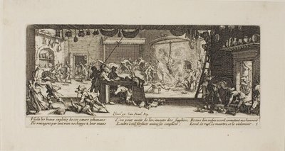 Saccheggio di una grande fattoria, quinta tavola da Le miserie della guerra da Jacques Callot