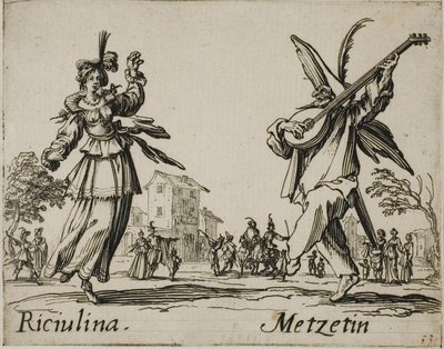 Riciulina - Metzetin, plate 8 from Balli di Sfessania da Jacques Callot