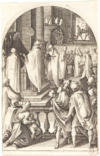 San Basilio che celebra la messa, 1608-1611 da Jacques Callot