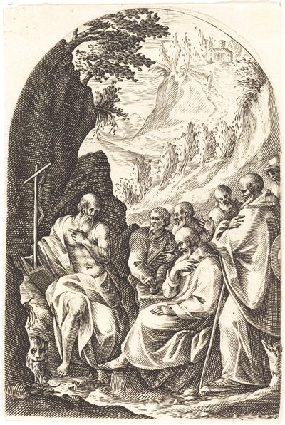 San Girolamo che istruisce i suoi discepoli nel deserto da Jacques Callot