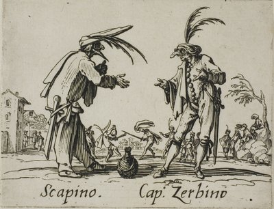 Scapino - Capitano Zerbino, plate 12 from Balli di Sfessania da Jacques Callot