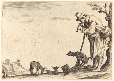 Pastore che suona il flauto da Jacques Callot
