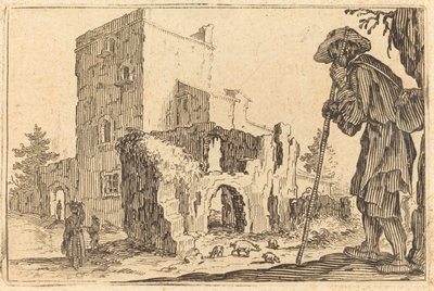 Pastore e rovine da Jacques Callot
