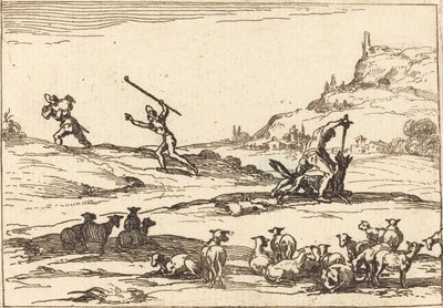 Pastori che difendono i loro greggi da Jacques Callot