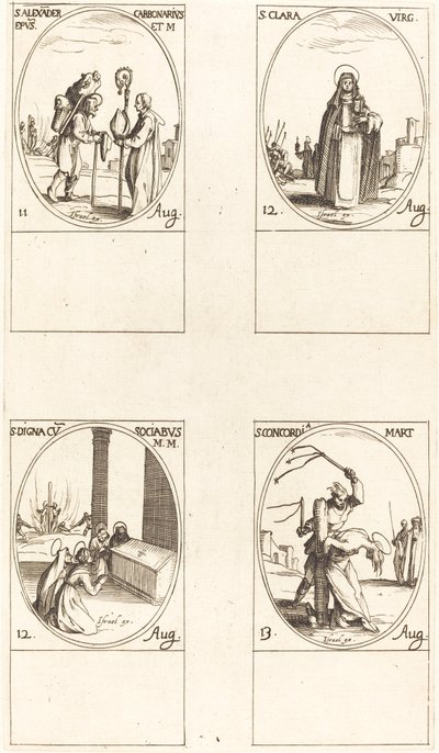 San Alessandro Carbonario; Santa Chiara; Santa Digna e Compagni; Santa Concordia da Jacques Callot