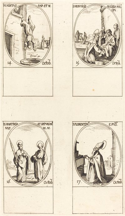 San Callisto; Santa Edvige; Santi Martiniano e Saturiano; San Florentino da Jacques Callot