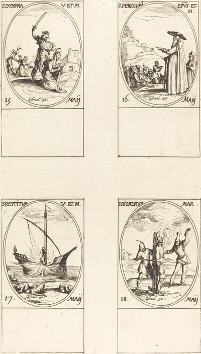 Santa Dympna, San Pellegrino, Santa Restituta, San Dioscoro da Jacques Callot