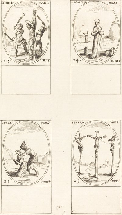 San Fidelis; San Agapetus; Santa Dula; San Latro Dimas da Jacques Callot