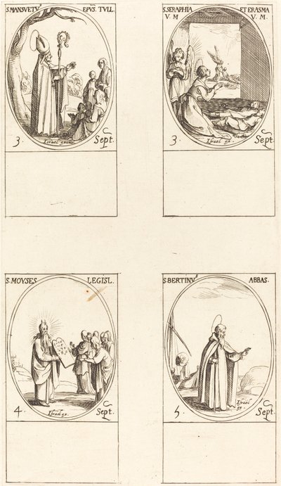 San Mansueto; Sante Serapia ed Erasma; Mosè; San Bertino, Abate da Jacques Callot