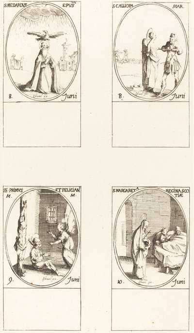 San Medardo; Santa Calliopa; Santi Primo e Feliciano; Santa Margherita di Scozia da Jacques Callot