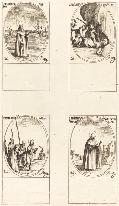 San Filiberto, abate; San Privato; San Sinforiano; San Filippo da Jacques Callot