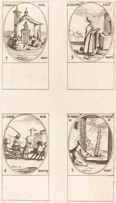 San Foca, San Teofilo, San Conone, Sante Perpetua e Felicita da Jacques Callot