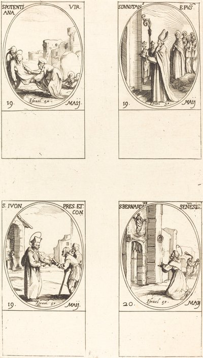 Santa Potenziana; San Dunstan; San Ivo; San Bernardino da Siena da Jacques Callot