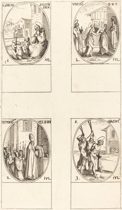 San Simeone Salus; La Visitazione; Deposizione dei vestiti della Vergine; San Iacinto da Jacques Callot