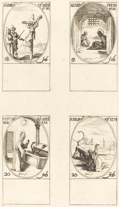 San Simeone; San Gabinio; San Eucario; San Silvano da Jacques Callot
