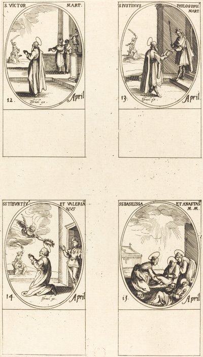 San Vittore; San Giustino; Santi Tiburzio e Valeriano; Sante Basilissa e Anastasia da Jacques Callot