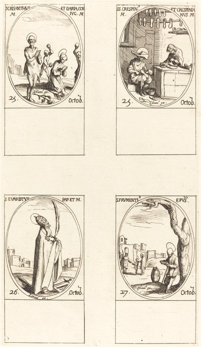 Santi Crisanto e Daria, Santi Crispino e Crispiniano, San Evaristo, San Frumenzio da Jacques Callot