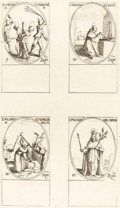 Santi Gorgonio e Dorotea; San Nicola da Tolentino; Santi Poliano e Nemasiano; San Pul da Jacques Callot