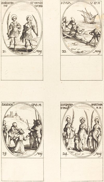 Santi Nicostrato e Antioco; Santa Giulia; San Desiderio; Santi Susanna, Palladia, e altri da Jacques Callot
