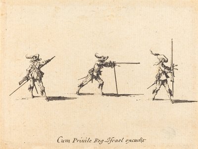 Posizione di tiro con il moschetto da Jacques Callot